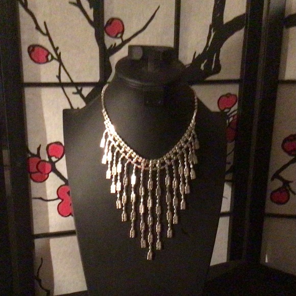 Rhinestone beauty in silver tone with cascading rhinestone rivulets - Picture 8 of 10